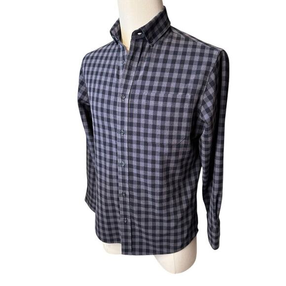 Mizzen + Main Performance Shirt Small Button Down Blue Gray Check Long Sleeve - Picture 2 of 8